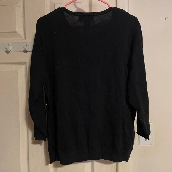 Womens Cathy Daniels Sport Black Embroidered Floral Zip Up Cardigan Size X-Large - Picture 2 of 3